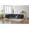 MAYEERTY 106-Inch W L-Shaped Sectional Sofa Set, Convertible 6-Seat Corner Sofa with 2 Pillows, Modern Linen, Metal Legs for Living Room/Apartment