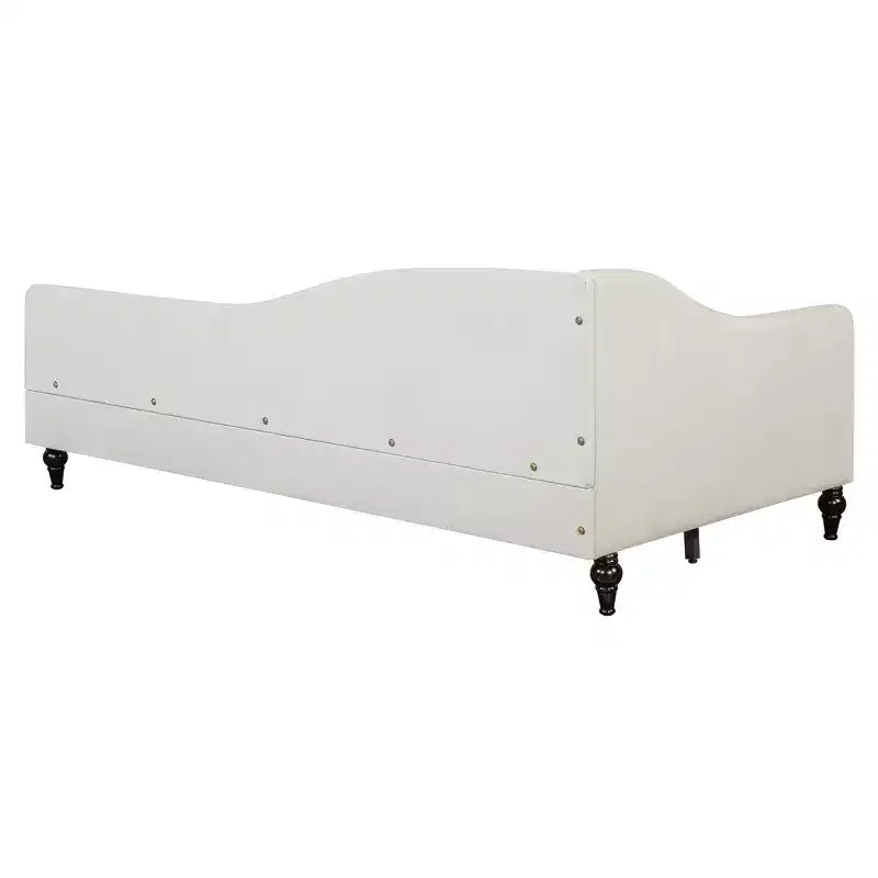 Daybed Imbottito a L per Letti Gemelli/Matrimoniali, Struttura in Lino con Gambe in Legno Massello per Soggiorno