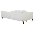 Daybed Imbottito a L per Letti Gemelli/Matrimoniali, Struttura in Lino con Gambe in Legno Massello per Soggiorno