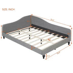 Daybed Imbottito a L per Letti Gemelli/Matrimoniali, Struttura in Lino con Gambe in Legno Massello per Soggiorno