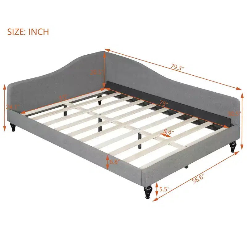 Daybed Imbottito a L per Letti Gemelli/Matrimoniali, Struttura in Lino con Gambe in Legno Massello per Soggiorno