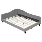Daybed Imbottito a L per Letti Gemelli/Matrimoniali, Struttura in Lino con Gambe in Legno Massello per Soggiorno