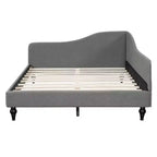 Daybed Imbottito a L per Letti Gemelli/Matrimoniali, Struttura in Lino con Gambe in Legno Massello per Soggiorno