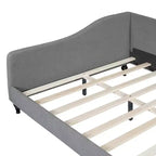 Daybed Imbottito a L per Letti Gemelli/Matrimoniali, Struttura in Lino con Gambe in Legno Massello per Soggiorno