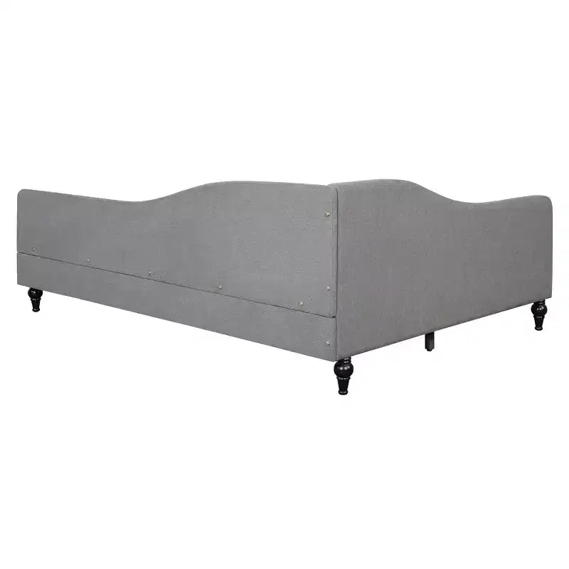 Daybed Imbottito a L per Letti Gemelli/Matrimoniali, Struttura in Lino con Gambe in Legno Massello per Soggiorno