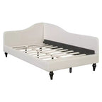 Daybed Imbottito a L per Letti Gemelli/Matrimoniali, Struttura in Lino con Gambe in Legno Massello per Soggiorno