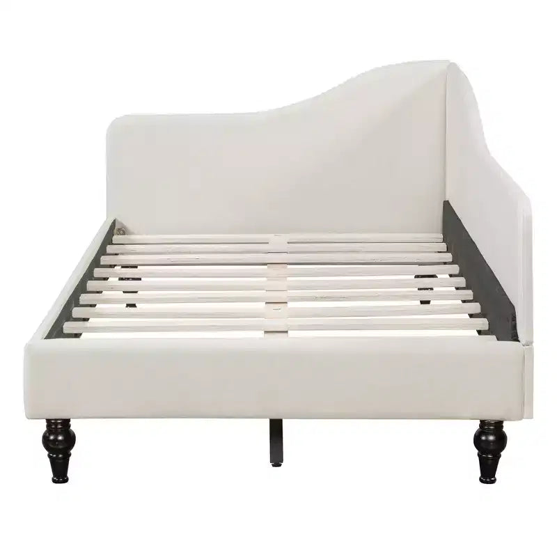 Daybed Imbottito a L per Letti Gemelli/Matrimoniali, Struttura in Lino con Gambe in Legno Massello per Soggiorno