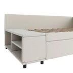 Divano Letto a L Imbottito in Legno con Ripiano Laterale, Divano Letto Singolo in Velluto con 2 Cassetti per Camera da Letto