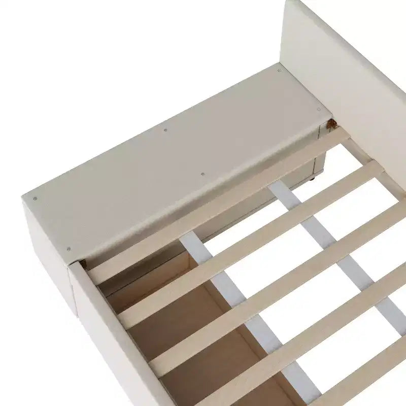 Divano Letto a L Imbottito in Legno con Ripiano Laterale, Divano Letto Singolo in Velluto con 2 Cassetti per Camera da Letto