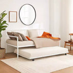 Royal Hampton Daybed with Pull Out Trundle, White Slatted Open Metal Frame