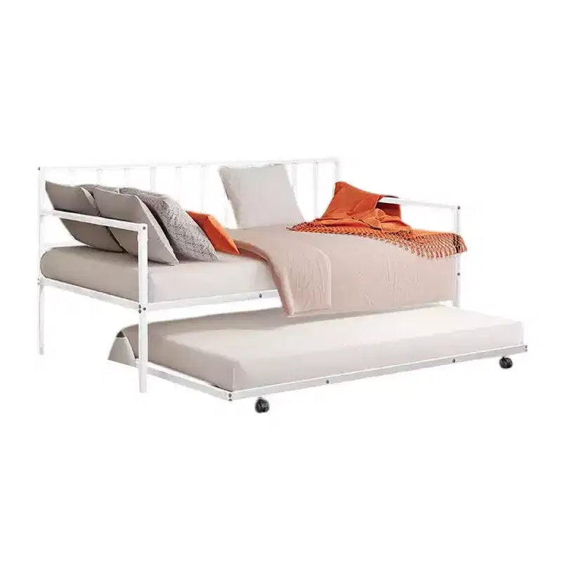 Letto da giorno Royal Hampton con letto estraibile, struttura aperta in metallo a doghe bianche