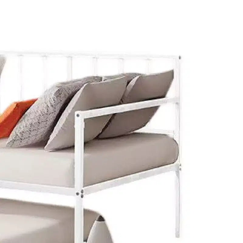 Letto da giorno Royal Hampton con letto estraibile, struttura aperta in metallo a doghe bianche
