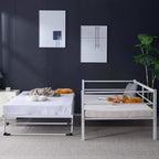 Vingli Letto a giorno con letto estraibile, letto singolo in metallo resistente con letto a rotelle, non necessita di rete a molle