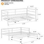 Vingli Letto a giorno con letto estraibile, letto singolo in metallo resistente con letto a rotelle, non necessita di rete a molle