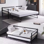 VINGLI Daybed with Pop Up Trundle, Heavy Duty Metal Twin Bed with Trundle, No Box Spring Needed