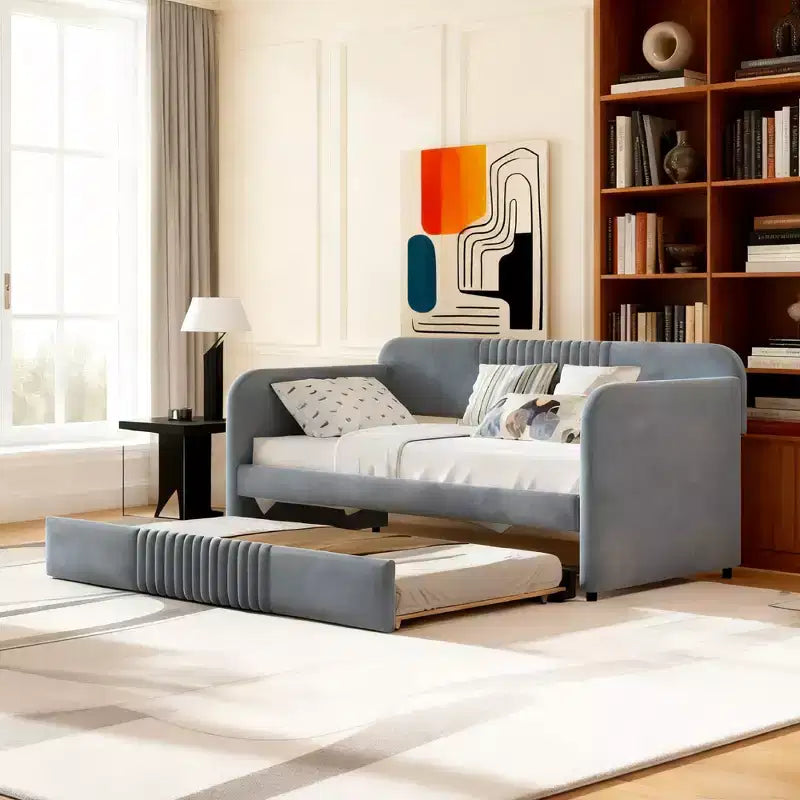 Luxystar Divano Letto Imbottito con Letto Estraibile e Doghe in Legno