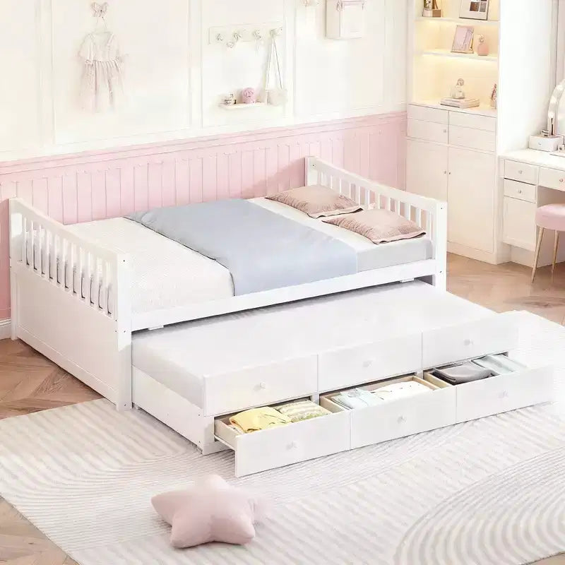 Divano letto Luxystar Full e Twin con letto estraibile Twin e cassetti per camera da letto e monolocale