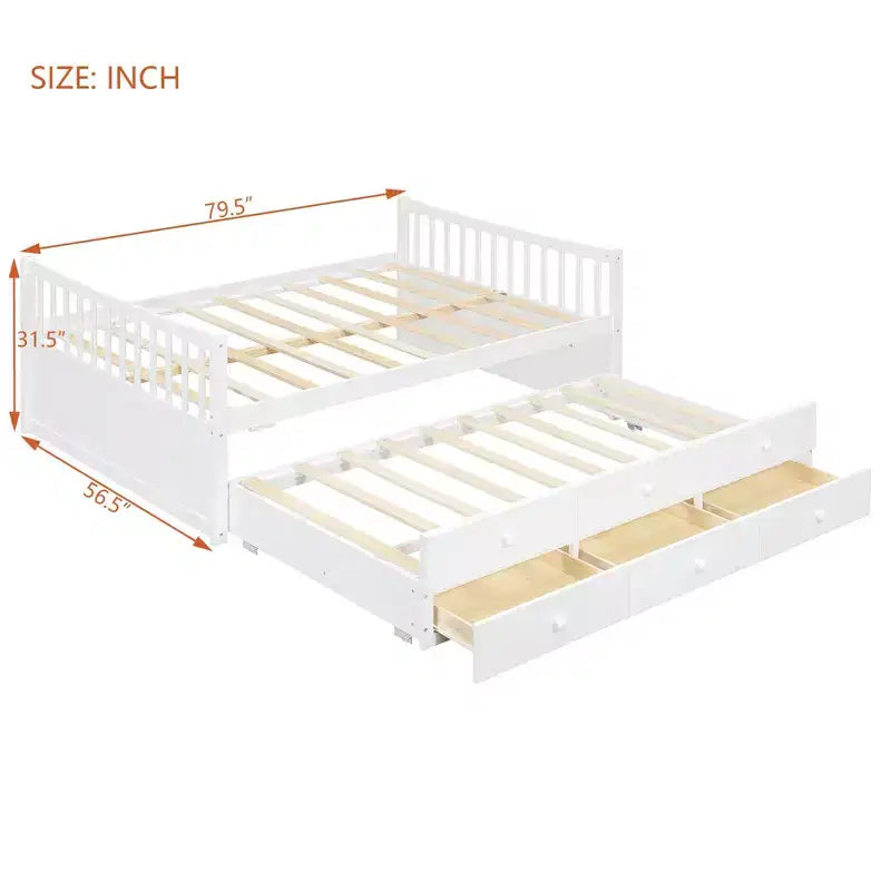 Divano letto Luxystar Full e Twin con letto estraibile Twin e cassetti per camera da letto e monolocale