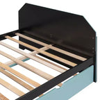 Luxystar Letto a giorno a grandezza naturale con scrivania integrata, ricarica USB e rotelle singole, letto multifunzionale salvaspazio per camera degli ospiti e giochi