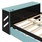 Luxystar Letto a giorno a grandezza naturale con scrivania integrata, ricarica USB e rotelle singole, letto multifunzionale salvaspazio per camera degli ospiti e giochi