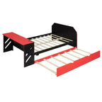 Luxystar Letto a giorno a grandezza naturale con scrivania integrata, ricarica USB e rotelle singole, letto multifunzionale salvaspazio per camera degli ospiti e giochi
