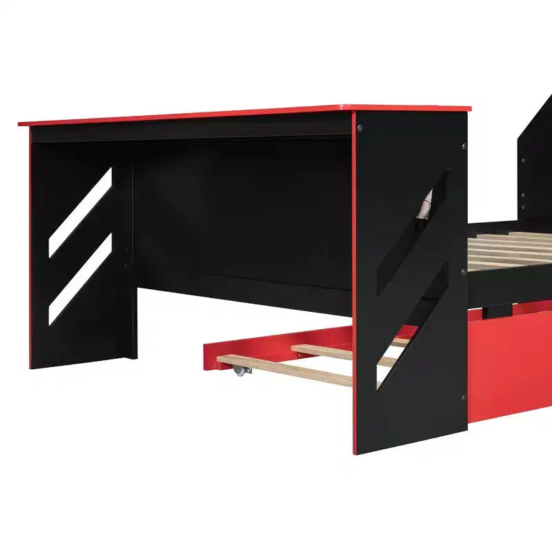 Luxystar Letto a giorno a grandezza naturale con scrivania integrata, ricarica USB e rotelle singole, letto multifunzionale salvaspazio per camera degli ospiti e giochi