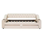 Daybed imbottito Luxystar, una piazza e mezza, con 2 cassetti portaoggetti, braccioli e porte USB, divano letto con schienale trapuntato per soggiorno