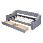 Daybed imbottito Luxystar, una piazza e mezza, con 2 cassetti portaoggetti, braccioli e porte USB, divano letto con schienale trapuntato per soggiorno