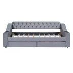 Daybed imbottito Luxystar, una piazza e mezza, con 2 cassetti portaoggetti, braccioli e porte USB, divano letto con schienale trapuntato per soggiorno