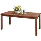 VINGLI 69-inch Large Outdoor Wood Dining Table for Patio, Solid Wood Farmhouse Table 35x30 Inches, Waterproof Wooden Table for Garden, Backyard, Deck