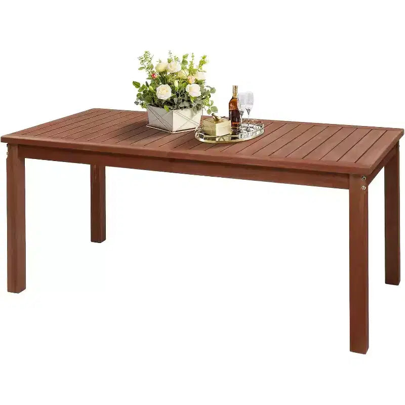 VINGLI 69-inch Large Outdoor Wood Dining Table for Patio, Solid Wood Farmhouse Table 35x30 Inches, Waterproof Wooden Table for Garden, Backyard, Deck