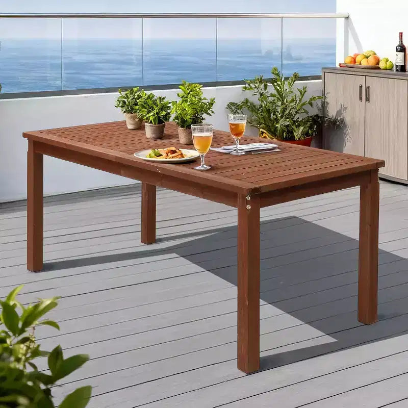 VINGLI Tavolo da pranzo in legno per esterni grande da 175 cm per patio, tavolo da fattoria in legno massiccio 89x76 cm, tavolo in legno impermeabile per giardino, cortile, terrazza