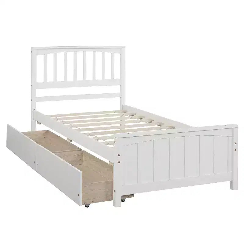 Luxystar Letto a piattaforma per materasso singolo con 2 cassetti per camera da letto e camera degli ospiti