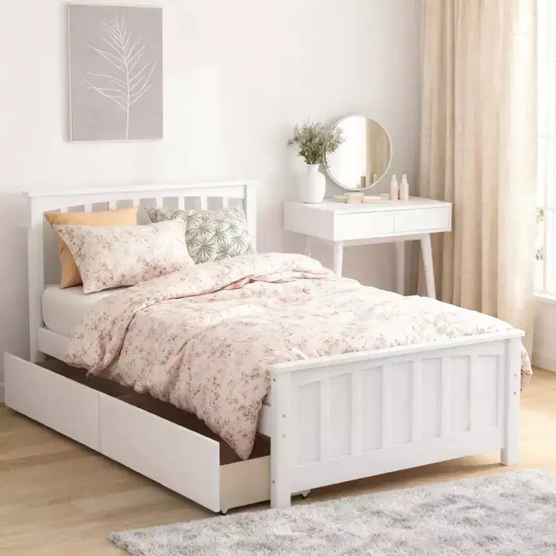 Luxystar Letto a piattaforma per materasso singolo con 2 cassetti per camera da letto e camera degli ospiti