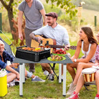 Tavolo da Picnic Pieghevole Gymax per 4-6 Persone Tavolo da Campeggio Avvolgibile in Legno con Borsa per il Trasporto Tavolo da Terra Portatile Leggero per Barbecue in Giardino