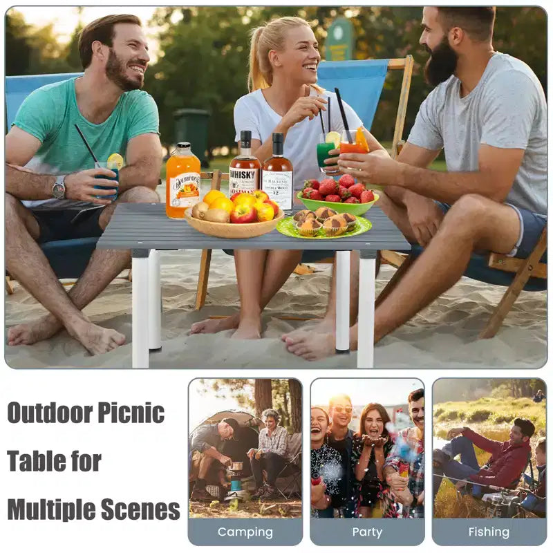 Tavolo da Picnic Pieghevole Gymax per 4-6 Persone Tavolo da Campeggio Avvolgibile in Legno con Borsa per il Trasporto Tavolo da Terra Portatile Leggero per Barbecue in Giardino
