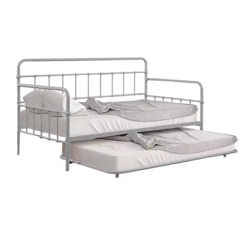 Letto da giorno Royal Hampton con letto estraibile, classica struttura aperta in metallo argentato