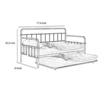Letto da giorno Royal Hampton con letto estraibile, classica struttura aperta in metallo argentato