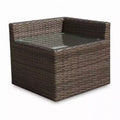 Covers&All Bellanova 32 in Corner End Table, Aspen Wicker w / Glass Top