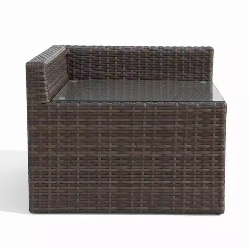 Tavolino angolare Covers&All Bellanova 32, vimini Aspen con piano in vetro