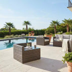 Tavolino angolare Covers&All Bellanova 32, vimini Aspen con piano in vetro