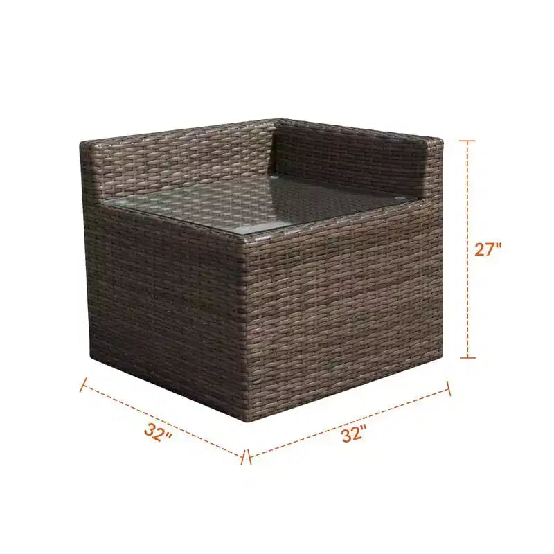 Tavolino angolare Covers&All Bellanova 32, vimini Aspen con piano in vetro