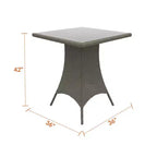 Tavolo Cozze&Tutto Universale Quadrato da 91 cm Altezza Bar, in Vimini Salice con Piano in Vetro