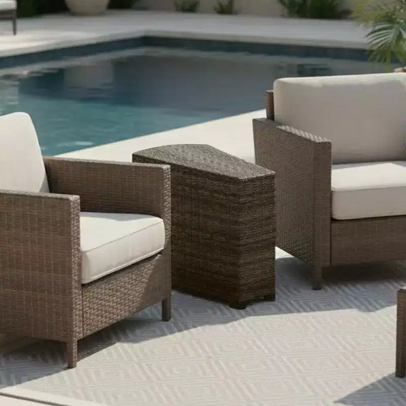 Covers&All Bainbridge 15 pollici L Tavolino a Cuneo, Willow Wicker, Telaio in Alluminio