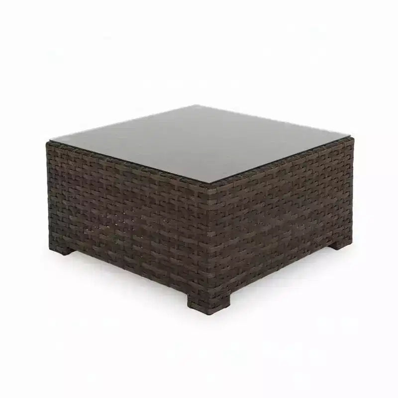 Covers&All Lakeside 32 in Sq Coffee Table, Aspen Wicker w / Glass Top