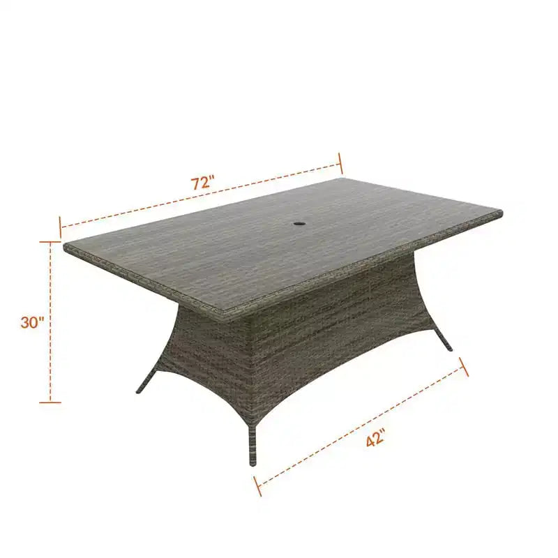 Covers&All Tavolo da Pranzo Rettangolare Universale 72 pollici L, in Vimini Piatto Willow con Piano in Vetro