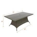 Covers&All Tavolo da Pranzo Rettangolare Universale 72 pollici L, in Vimini Piatto Willow con Piano in Vetro