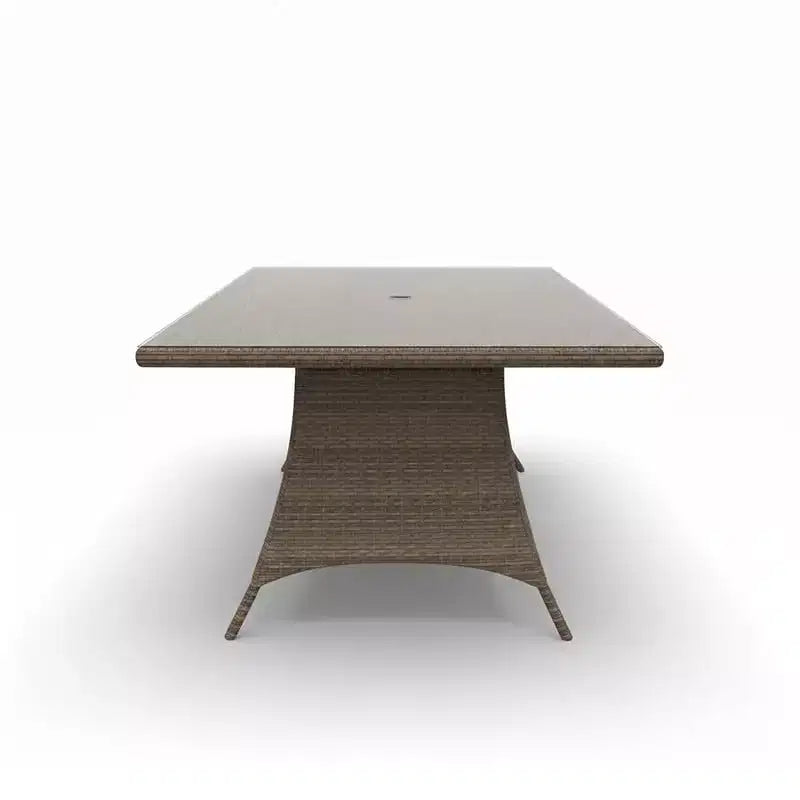 Copertura Universale Covers&All per Tavolo Rettangolare da Pranzo 72 pollici L, Vimini Ostrica, Vetro e Foro per Ombrellone