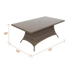 Copertura Universale Covers&All per Tavolo Rettangolare da Pranzo 72 pollici L, Vimini Ostrica, Vetro e Foro per Ombrellone