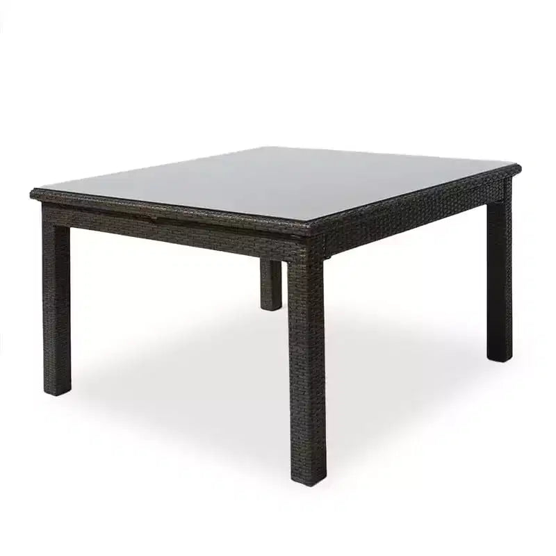 Covers&All Cabo 60 in Square Dining Table, Jacobean Flat Wicker w / Glass Top